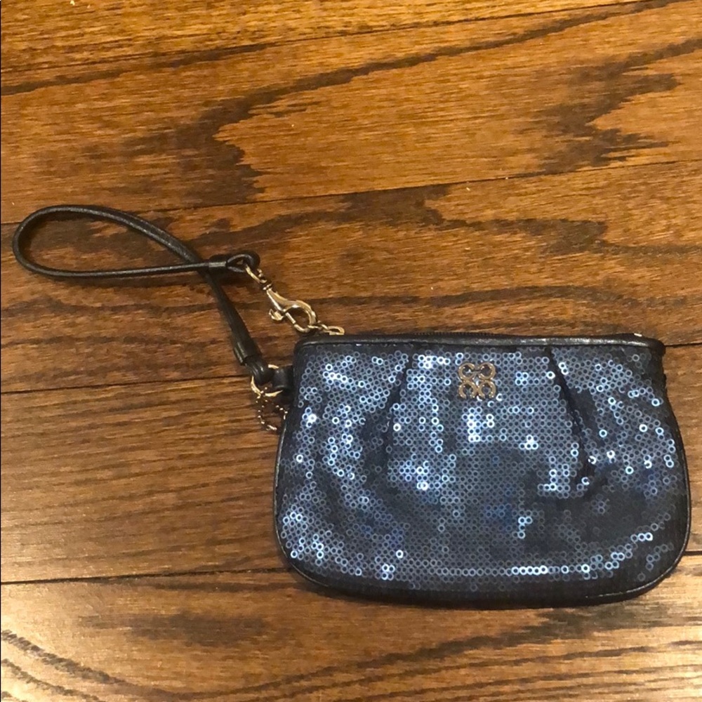 Blue Sequin Coach Wristlet - image 2